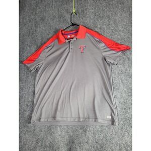 MLB Texas Rangers Polo‎ Shirt TX3 Cool Gray Red Mens Sz 2XL Baseball Sportswear